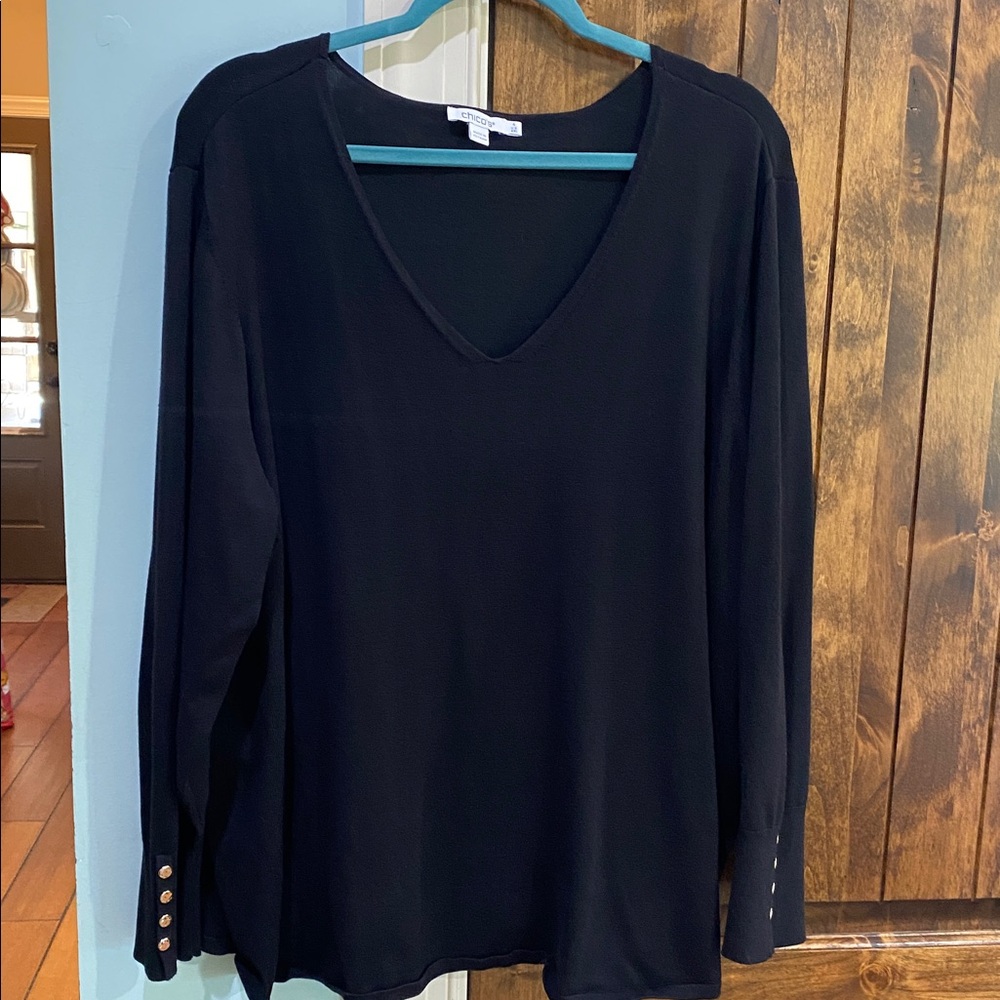 Chico's Black V-Neck Sweater. Worn twice. XXL. Great shape.